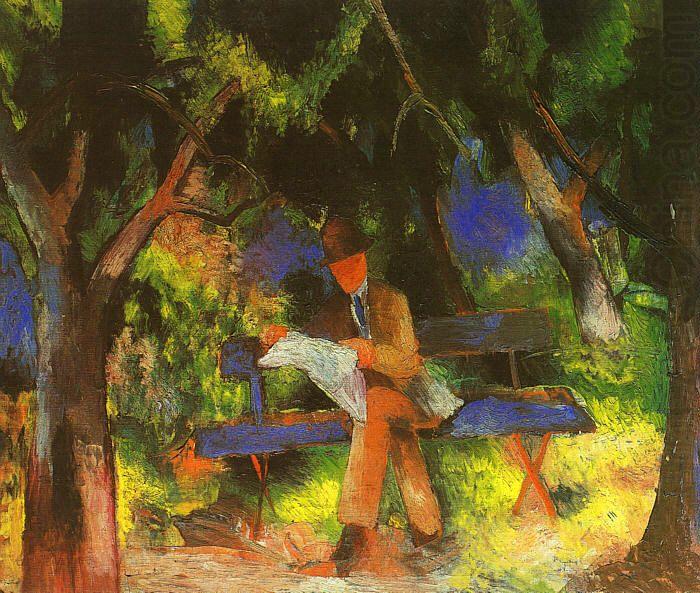 August Macke Man Reading in a Park china oil painting image